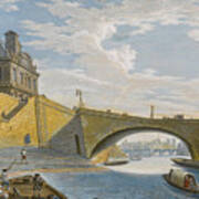 A Ferry On The Seine Below The Pont Royal. Paris Art Print