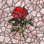 A Rose On Stained Glass Art Print