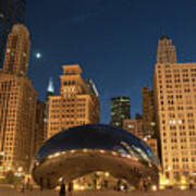 A View From Millenium Park At Night Art Print