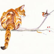 A Winter Meeting - Ginger Cat Art Print