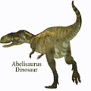Abelisaurus Dinosaur Tail With Font Art Print