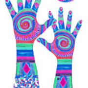 Aboriginal Hands Pastel Transparent Background Art Print