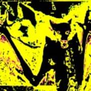 Black On Yellow Dog-man Art Print