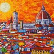 Abstract Sunset Over Duomo In Florence Italy Art Print