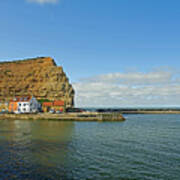 Across Staithes Harbour To Cowbar Nab Art Print
