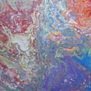 Acrylic Dirty Pour With Rainbow Colors Art Print