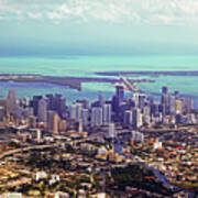 Aerial Of The Miami Skyline Miami Florida Fl Art Print