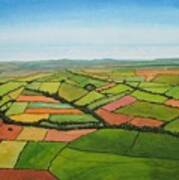 Aerial View Art Haverfordwest Pembrokeshire Painting Art Print