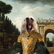 Afghan Hound-the Afternoon Promenade In Rome  Canvas Fine Art Print Art Print