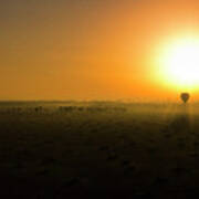 African Balloon Sunrise Art Print