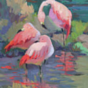 African Pink Flamingos Art Print