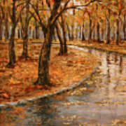 After Rain,walk In The Central Park Art Print