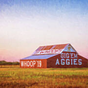 Aggie Barn Sunrise Painterly Art Print