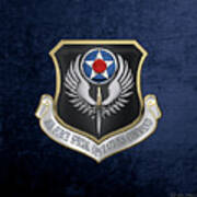 Air Force Special Operations Command -  A F S O C  Shield Over Blue Velvet Art Print