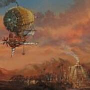 Airship Over Atlantis Steampunk Series Art Print