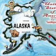 Alaska Fun Map Art Print