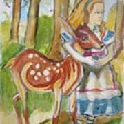 Alice And The Deer Art Print