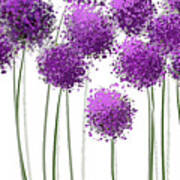 Alliums Flower Art - Purple And Gray Art Art Print