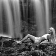 Ally Laying Down In Front Of Waterfall Art Print