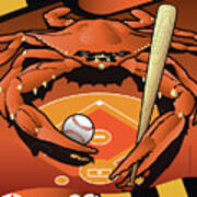 Baltimore Orioles Baseball Crab Maryland Art Print