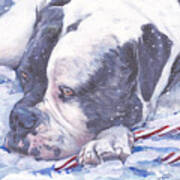American Bulldog Christmas Art Print