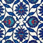An Ottoman Iznik Style Floral Design Pottery Polychrome, By Adam Asar, No 34a Art Print