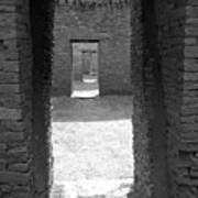 Ancient Doorway Black And White Art Print