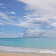 Antigua Beach View Of Montserrat Volcano Art Print