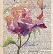 Antique Rose On Antique Paper Art Print