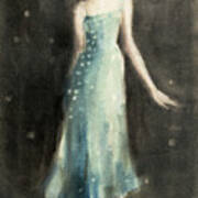 Aqua Blue Evening Dress Art Print