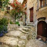 Arched Cobblestone Stairway In Eze, France 2 Art Print