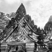 Architecture Cambodia Black White 10th Century Art Print