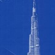 Archtecture Blueprint  Burj Khalifa Art Print