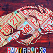 Arkansas Razorbacks Recycled Vintage License Plate Art Sports Team Logo Art Print