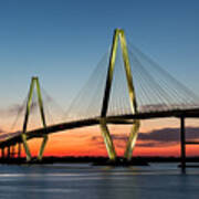 Arthur Ravenel Bridge, Charleston At Twilight Art Print
