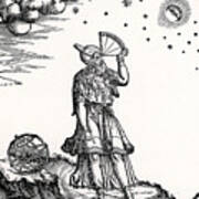 Ptolemy of Alexandria observing with a quadrant, with the goddess
