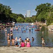 Austinites Love To Lounge In The Refreshing Waters Of Barton Spr Art Print