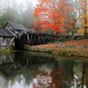 Autumn Foggy Morning At Mabry Mill Virginia Art Print