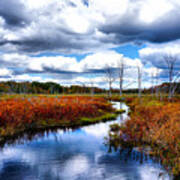 Autumn In The Air And Clouds In The River Art Print