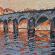 Autumn Light Through The Saint Servaas Bridge Maastricht Art Print