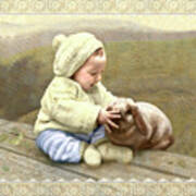 Baby Touches Bunny's Nose Art Print