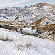 Badlands In Snow Art Print