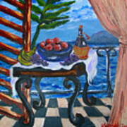 Balcony By The Mediterranean Sea Art Print