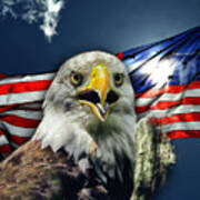 Bald Eagle And American Flag Patriotism Art Print