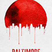 Baltimore Skyline Red Art Print