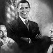 Barack Obama Martin Luther King Jr And Malcolm X Art Print