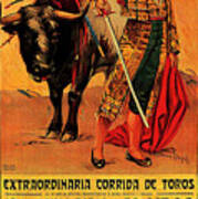 Barcelona, Catalonia, Bullfighter, Vintage Travel Poster Art Print