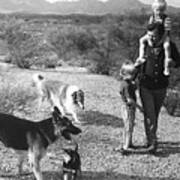 Barry Sadler With Sons Baron And Thor Taking A Stroll 2 Tucson Arizona 1971 Art Print