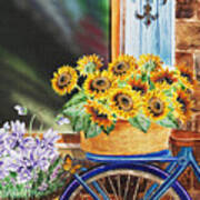 Basket Full Of Sunflowers Art Print