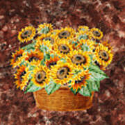 Basket With Sunflowers Art Print